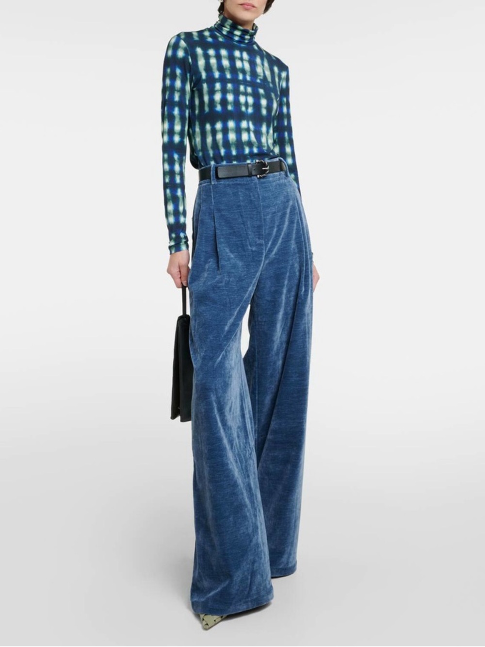PROENZA SCHOULER White Label Aria Chenille Wide Leg Pants Blue Size 4 VGUC